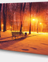 Design Canvas Art Print 'Benches Covered in Winter Snow - Large Landscape Canvas Art Print