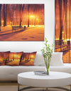 Design Canvas Art Print 'Benches Covered in Winter Snow - Large Landscape Canvas Art Print
