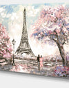 Eiffel with Pink Flowers Landscape Canvas Art Print