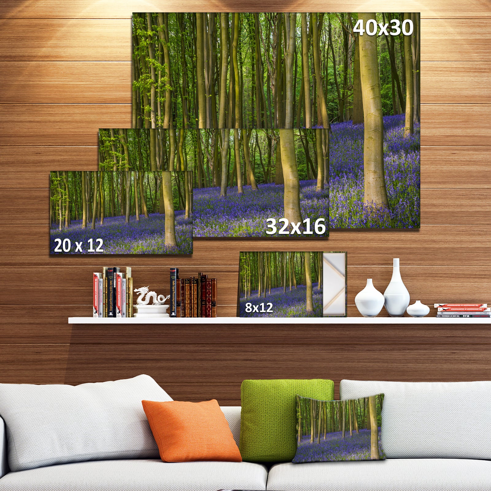 Bluebell Woods in Oxfordshire - Extra Large Landscape Canvas Art Print
