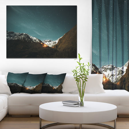 Fire in Rugged Mountains - Large Landscape Canvas Art Print
