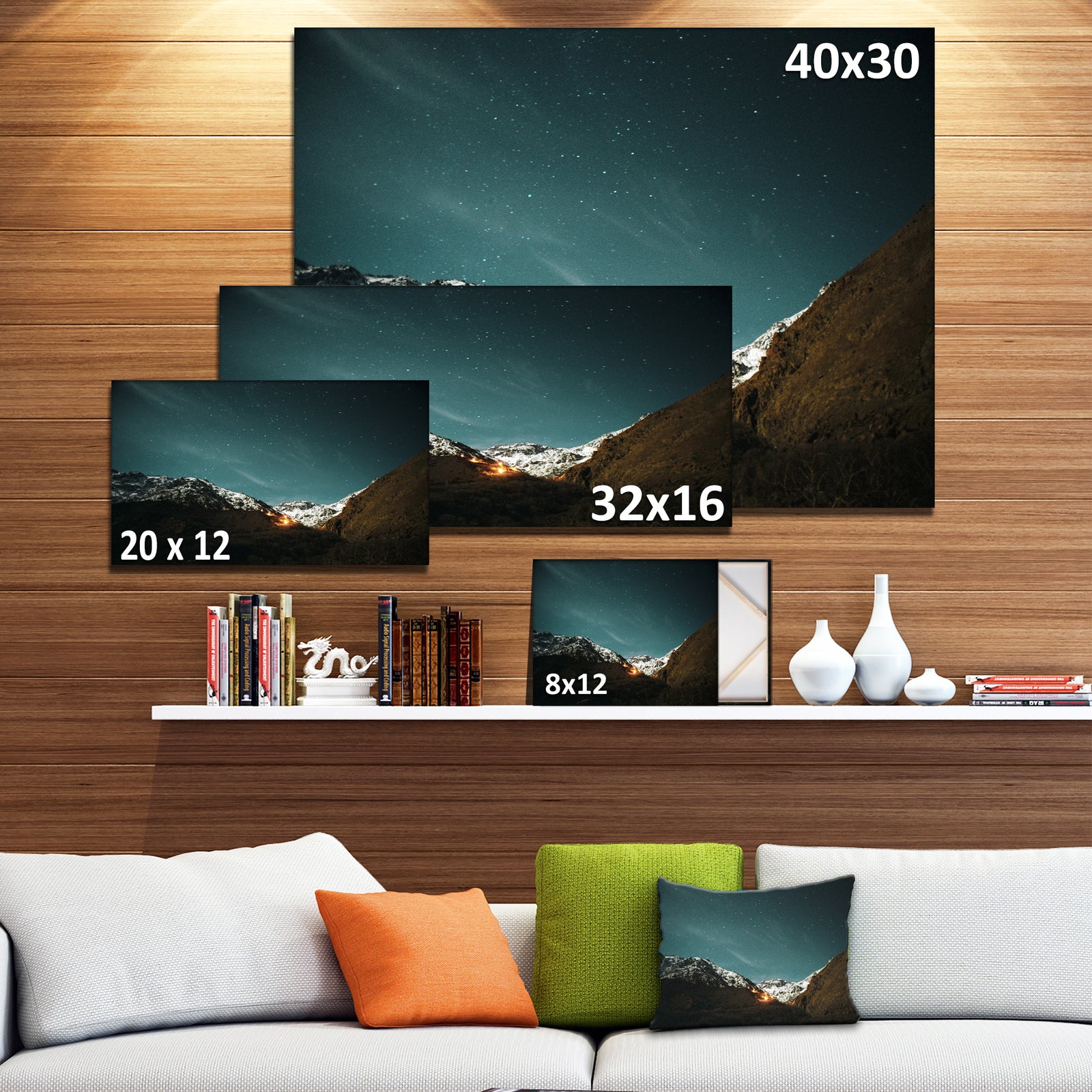 Fire in Rugged Mountains - Large Landscape Canvas Art Print