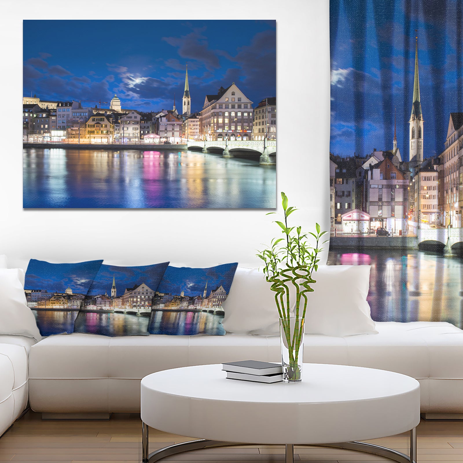 Scenic Panorama of Old Town - Extra Large Landscape Canvas Art Print