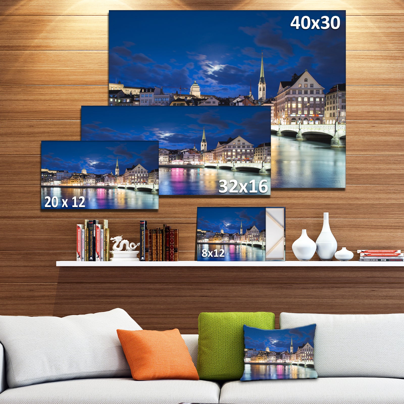 Scenic Panorama of Old Town - Extra Large Landscape Canvas Art Print