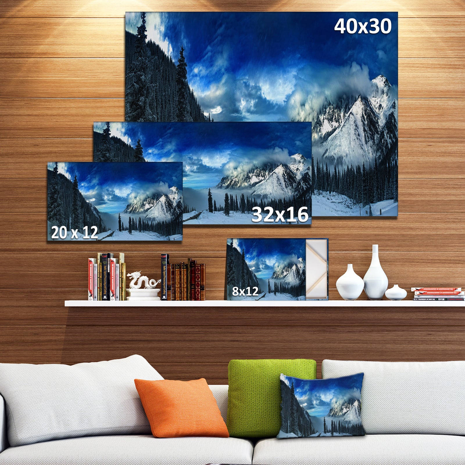 Panorama of Snowy Mountains - Large Landscape Canvas Art Print