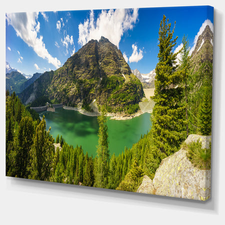 Greeny Alpine Reservoir - Extra Large Landscape Canvas Art Print
