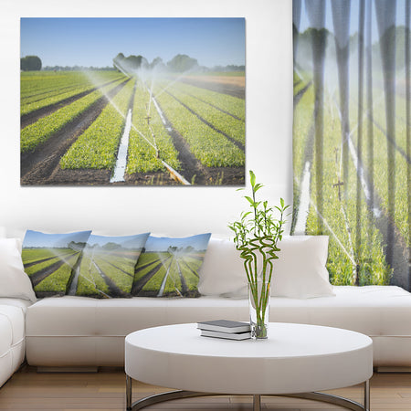 Beautiful View of Crops Watering - Extra Large Landscape Canvas Art Print