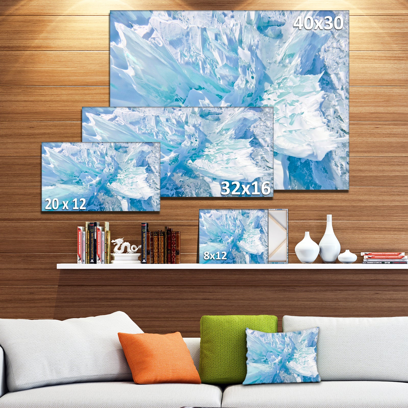 Blue Ice Hummocks Baikal - Extra Large Landscape Canvas Art Print