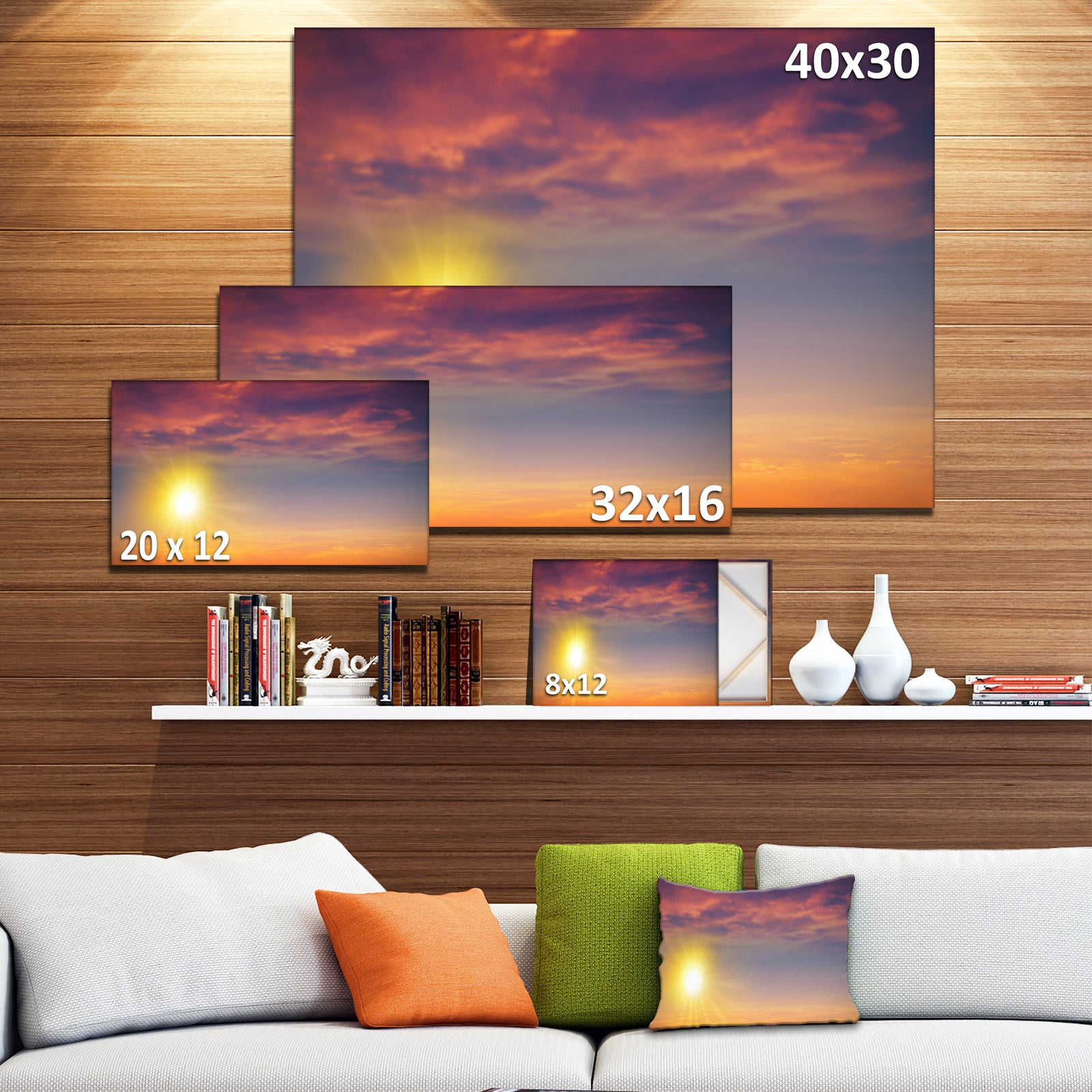 Beautiful Panoramic Sunset - Large Landscape Canvas Art Print