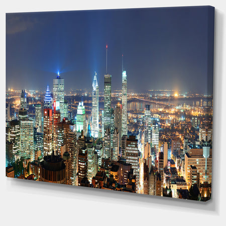 Montreal at Dusk Panorama - Extra Large Landscape Canvas Art Print