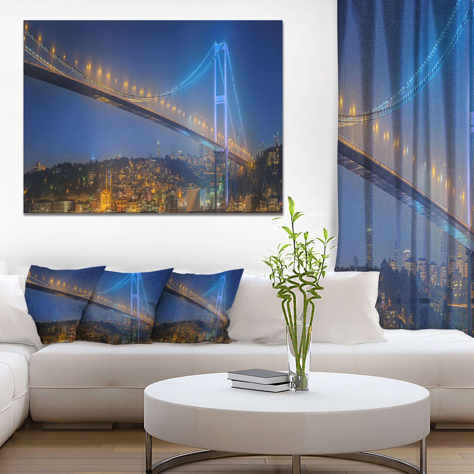 Bosphorus Bridge at Night Istanbul - Extra Large Landscape Canvas Art Print