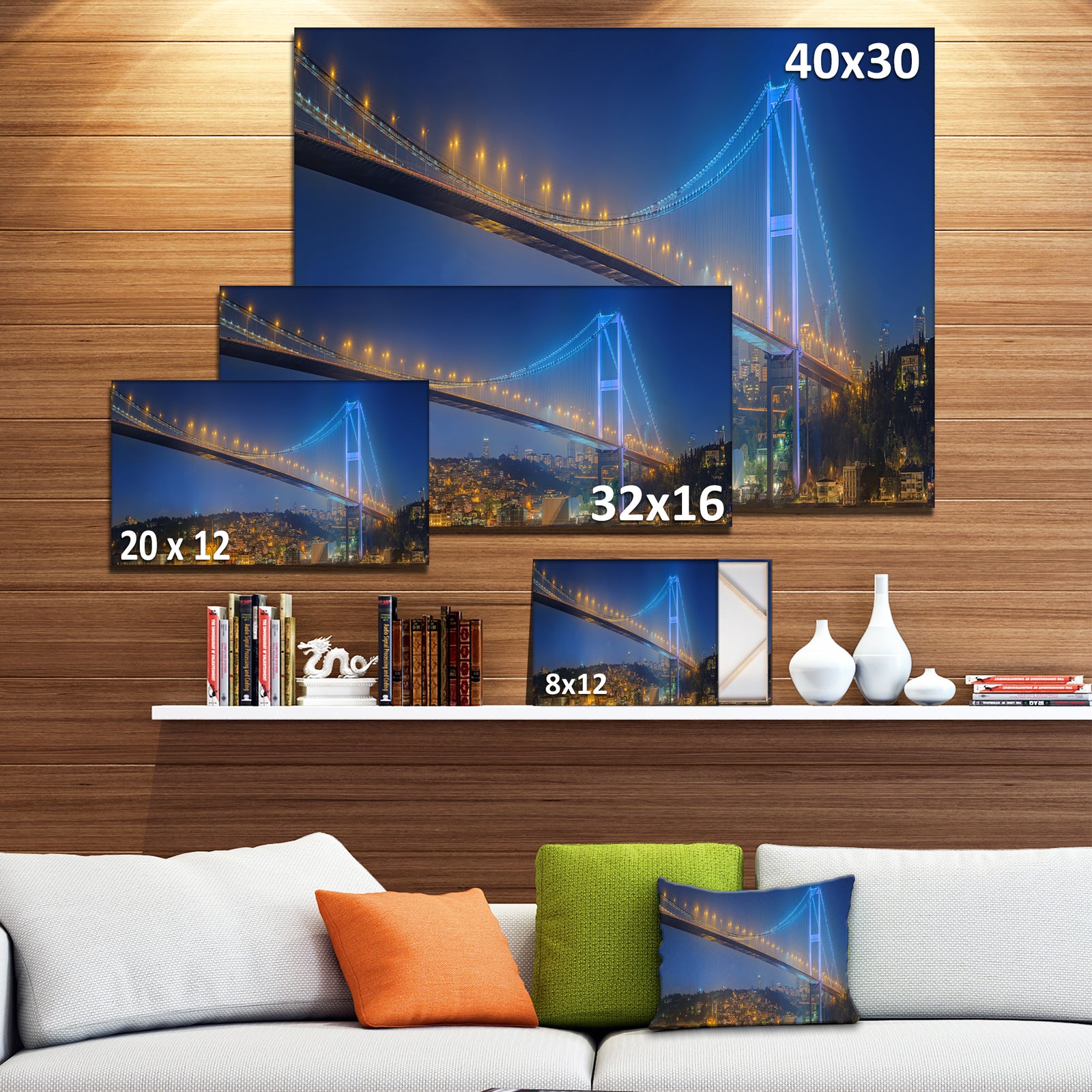 Bosphorus Bridge at Night Istanbul - Extra Large Landscape Canvas Art Print
