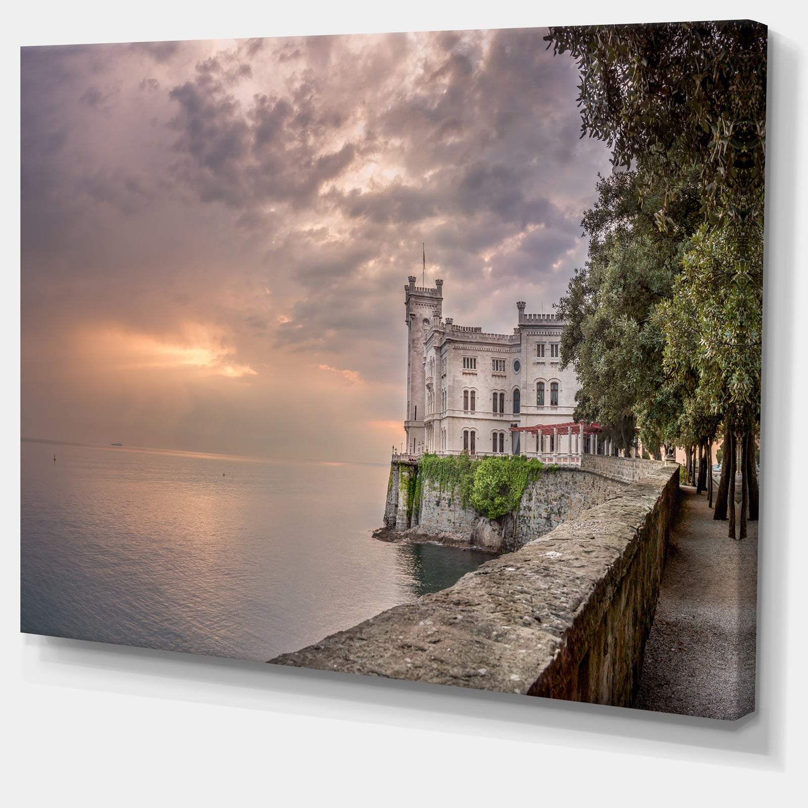 Miramare Castle at Sunset - Extra Large Landscape Canvas Art Print