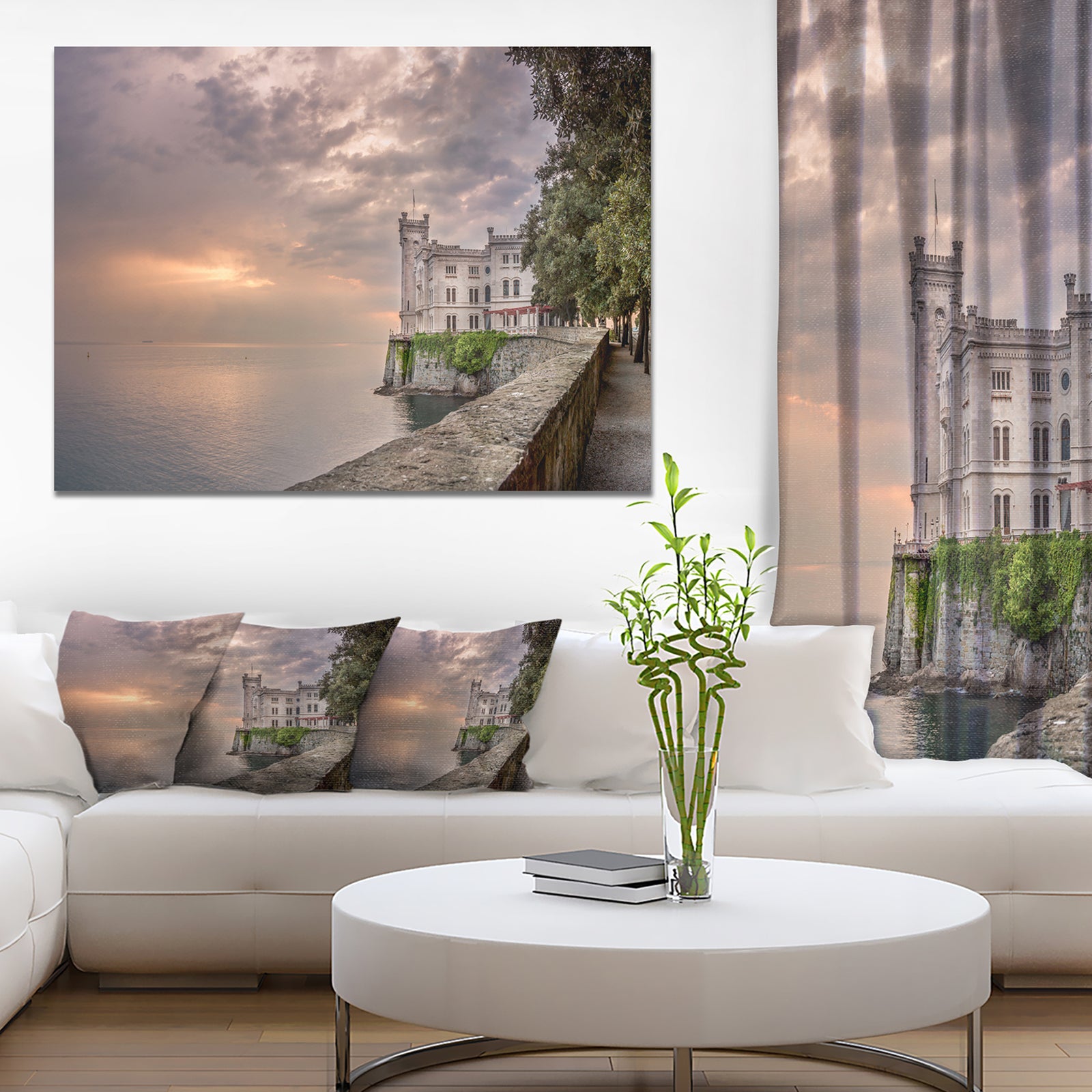 Miramare Castle at Sunset - Extra Large Landscape Canvas Art Print