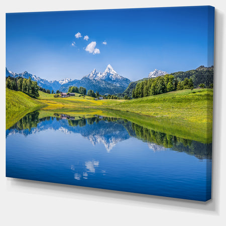 Summer with Clear Mountain Lake - Extra Large Landscape Canvas Art Print