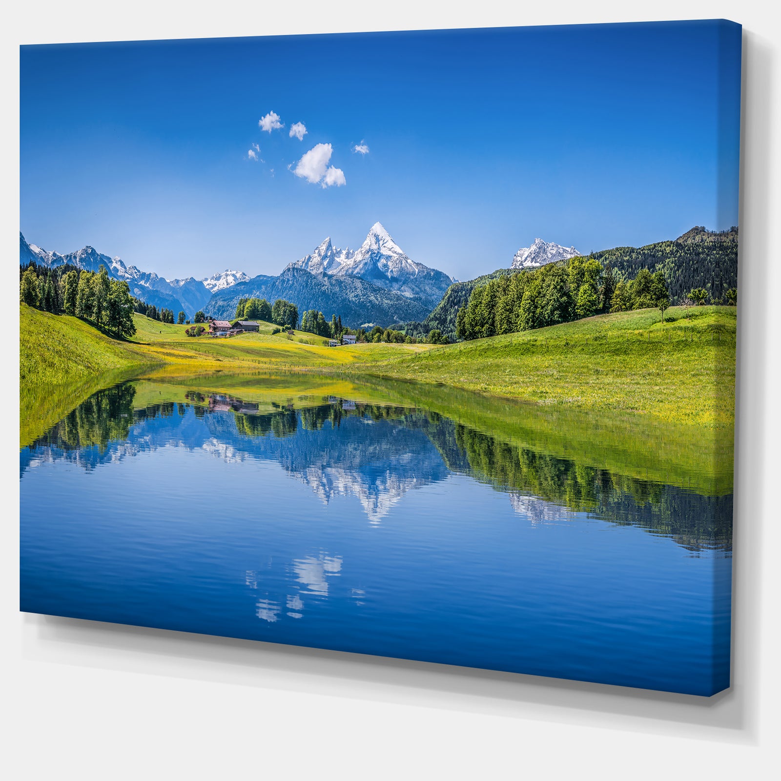 Summer with Clear Mountain Lake - Extra Large Landscape Canvas Art Print
