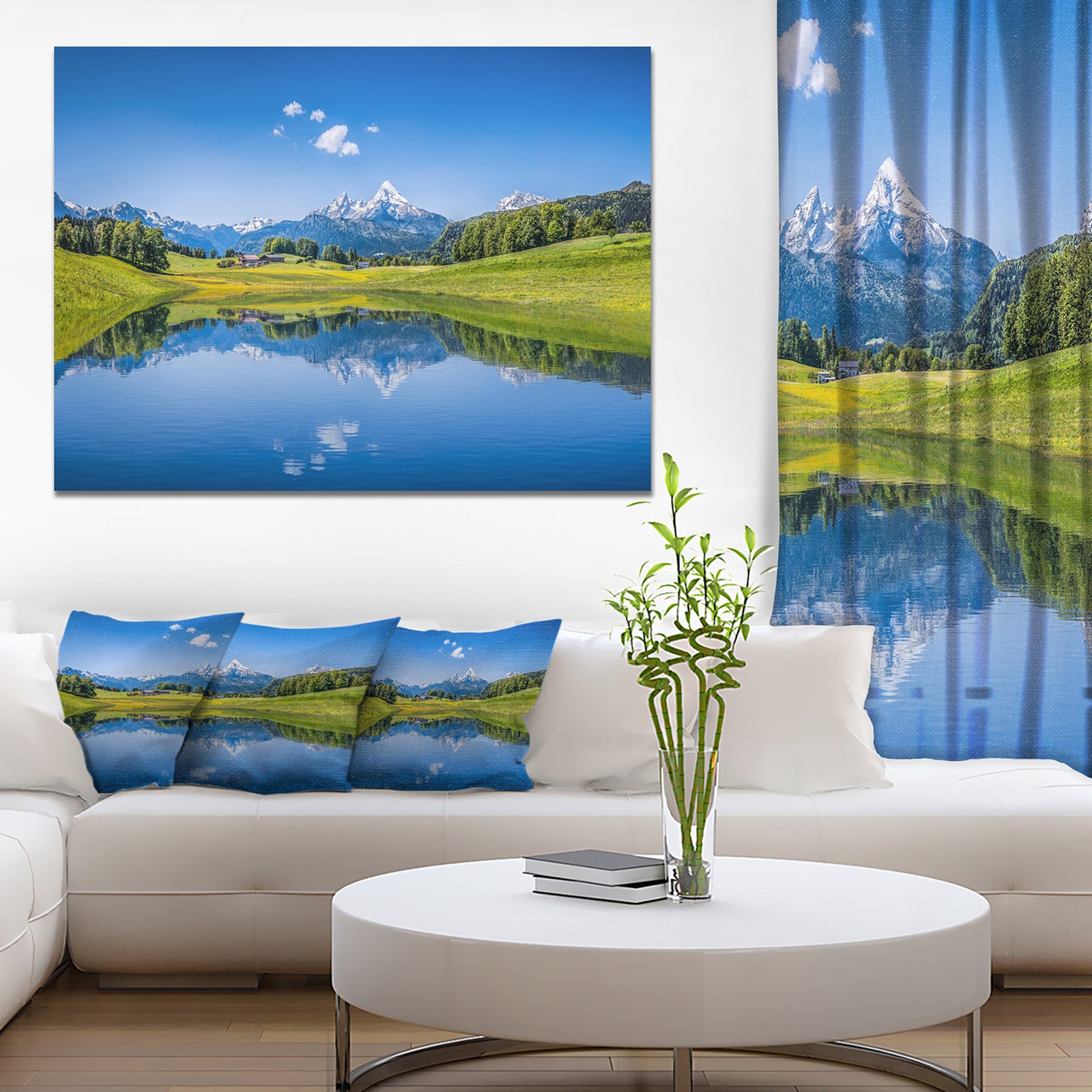 Summer with Clear Mountain Lake - Extra Large Landscape Canvas Art Print