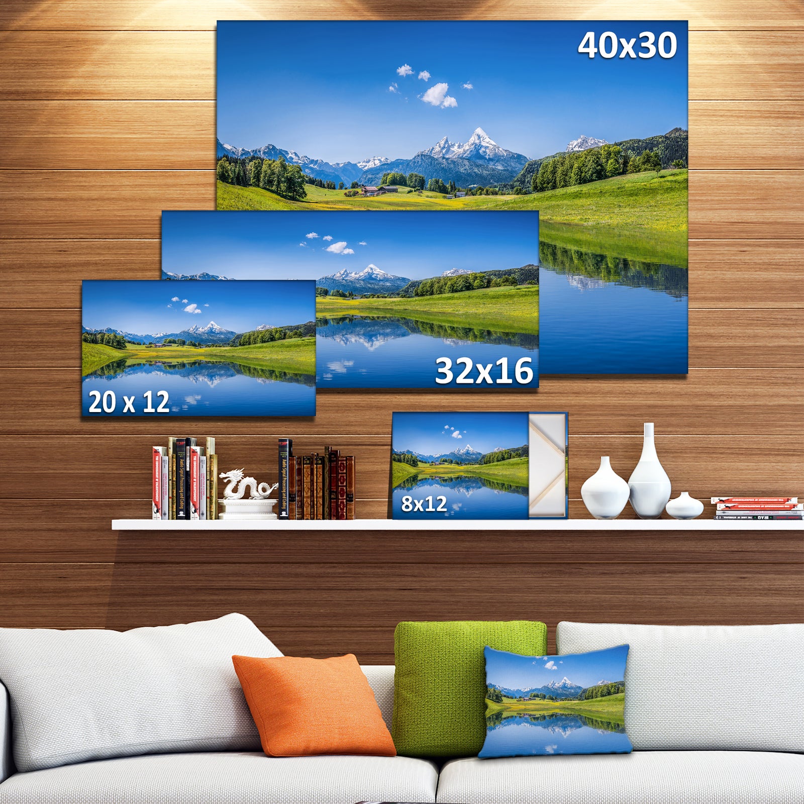 Summer with Clear Mountain Lake - Extra Large Landscape Canvas Art Print
