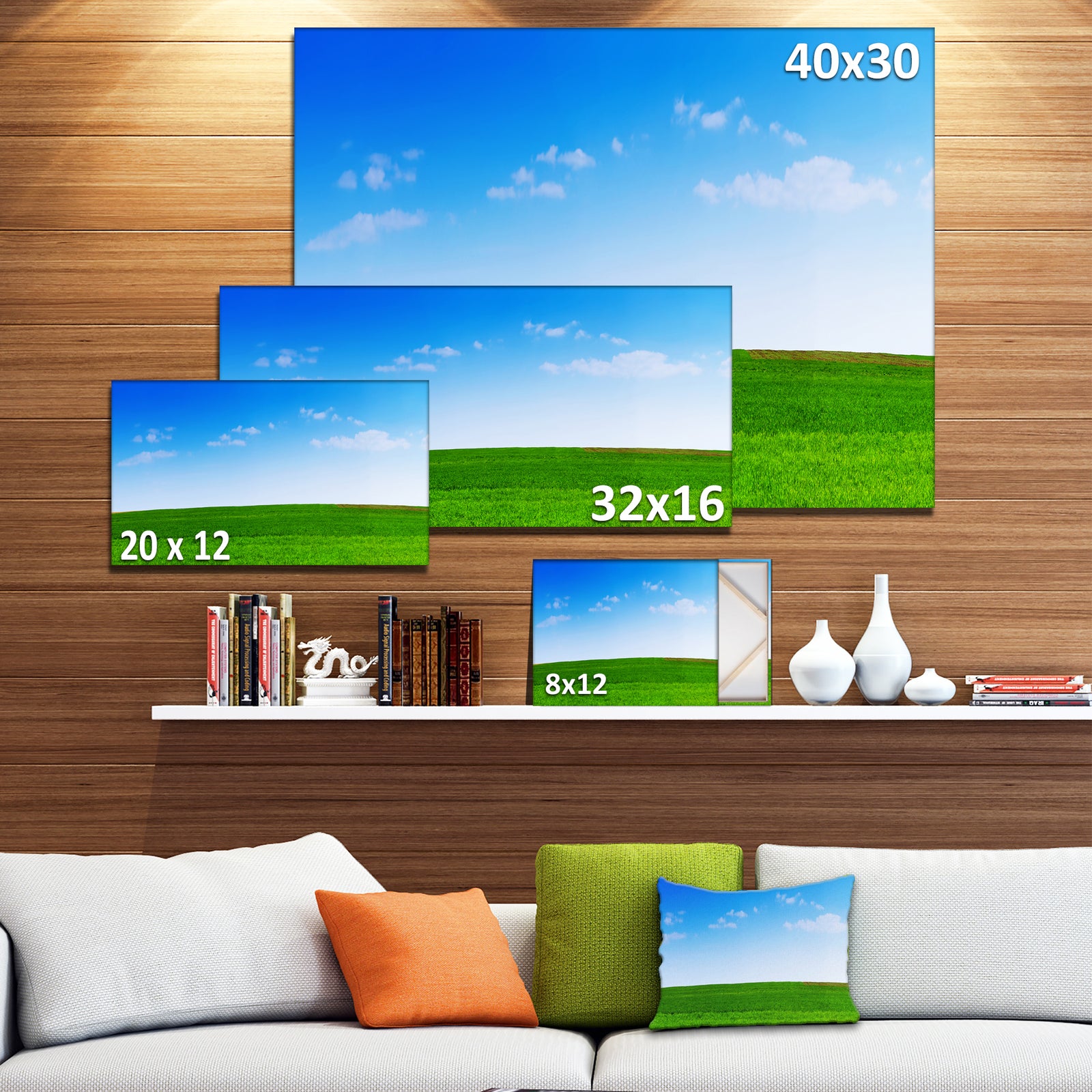 Green Meadow Panorama - Large Landscape Canvas Art Print