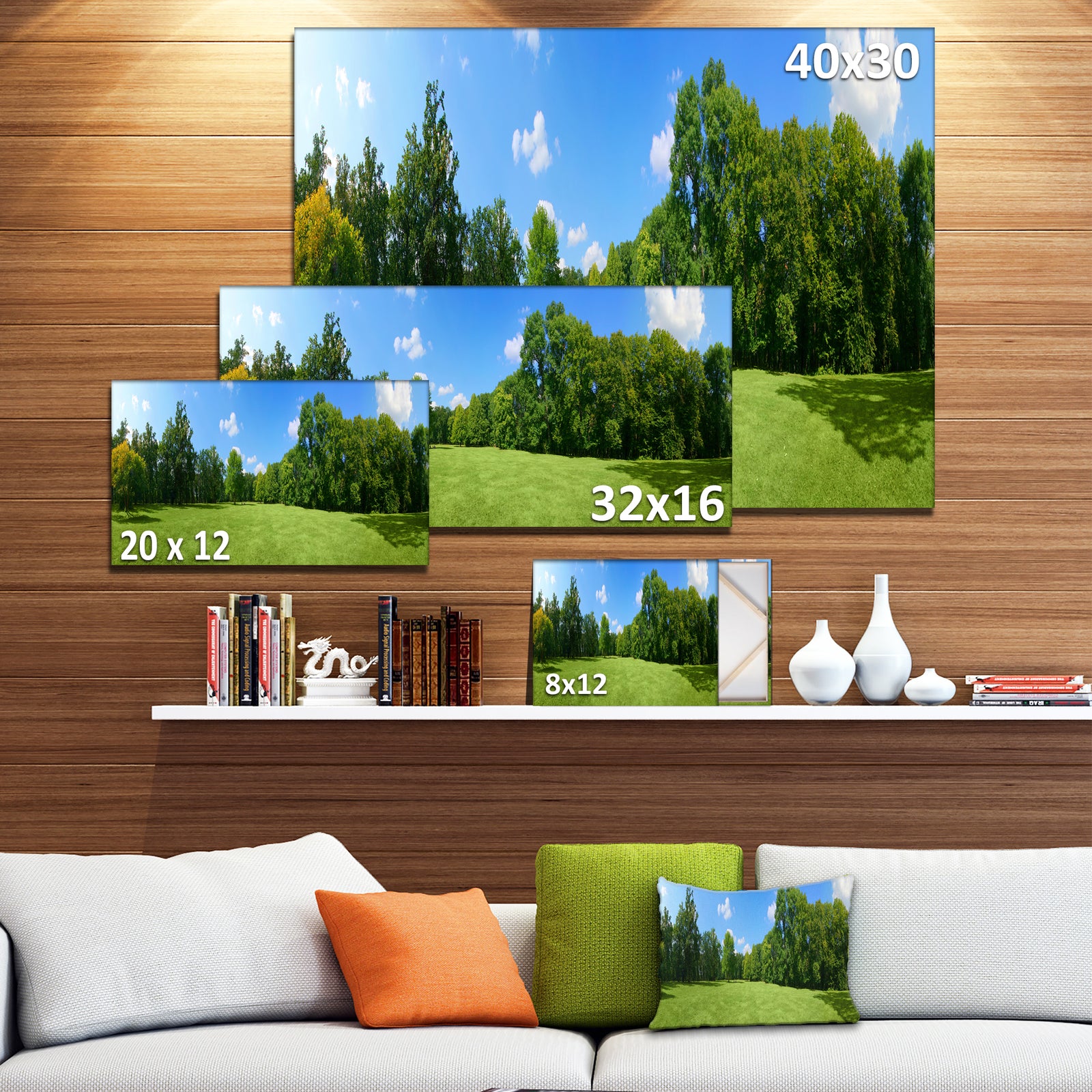 Green City Park Panorama - Extra Large Landscape Canvas Art Print
