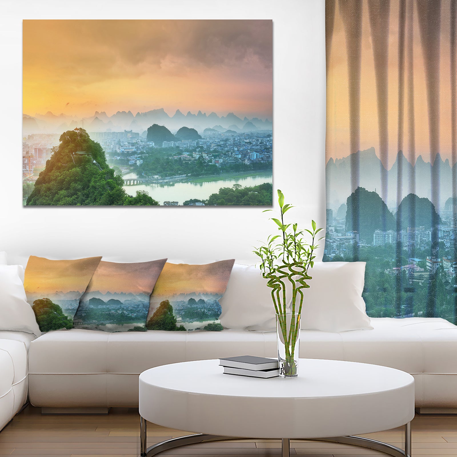 Li River and Karst Mountains - Extra Large Landscape Canvas Art Print