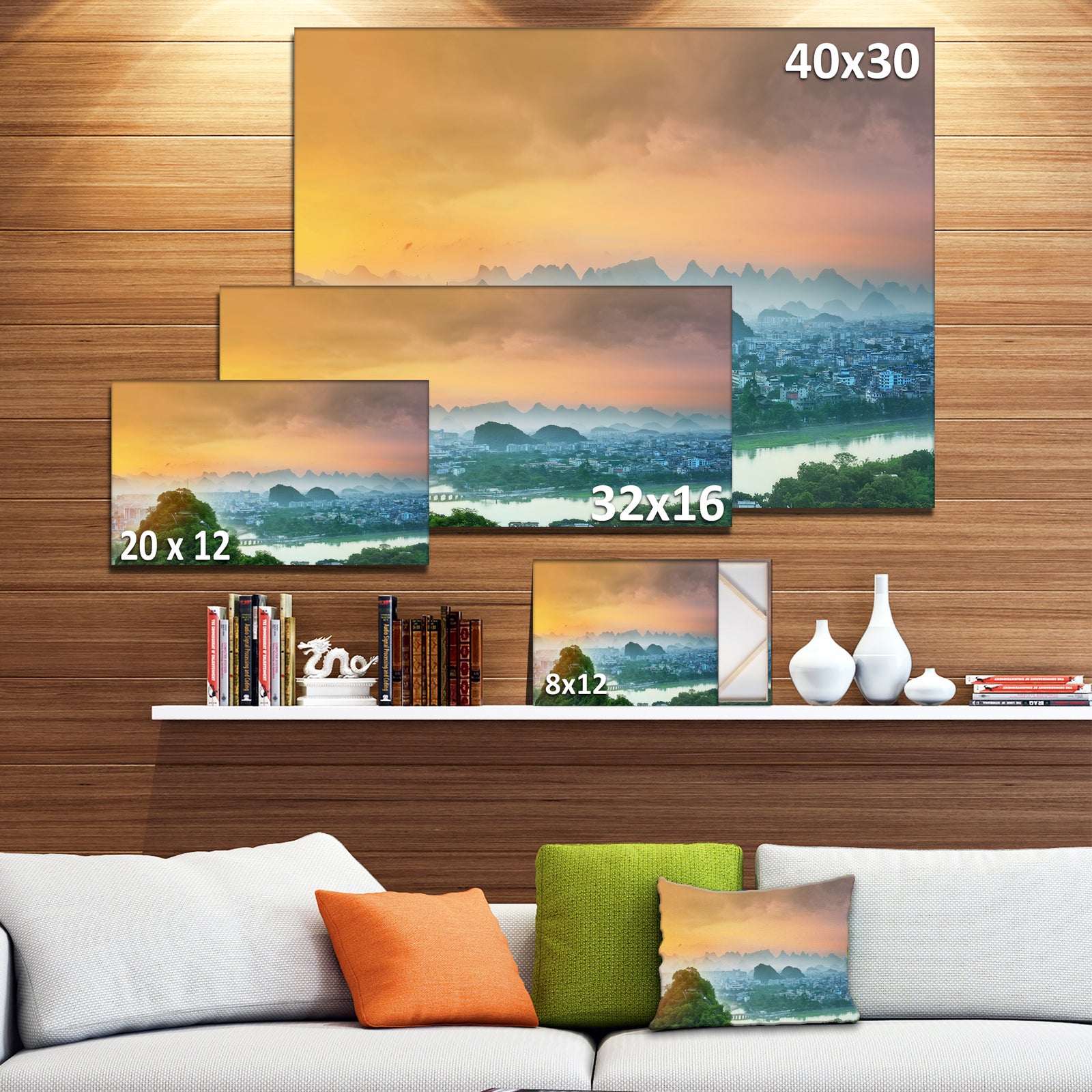 Li River and Karst Mountains - Extra Large Landscape Canvas Art Print