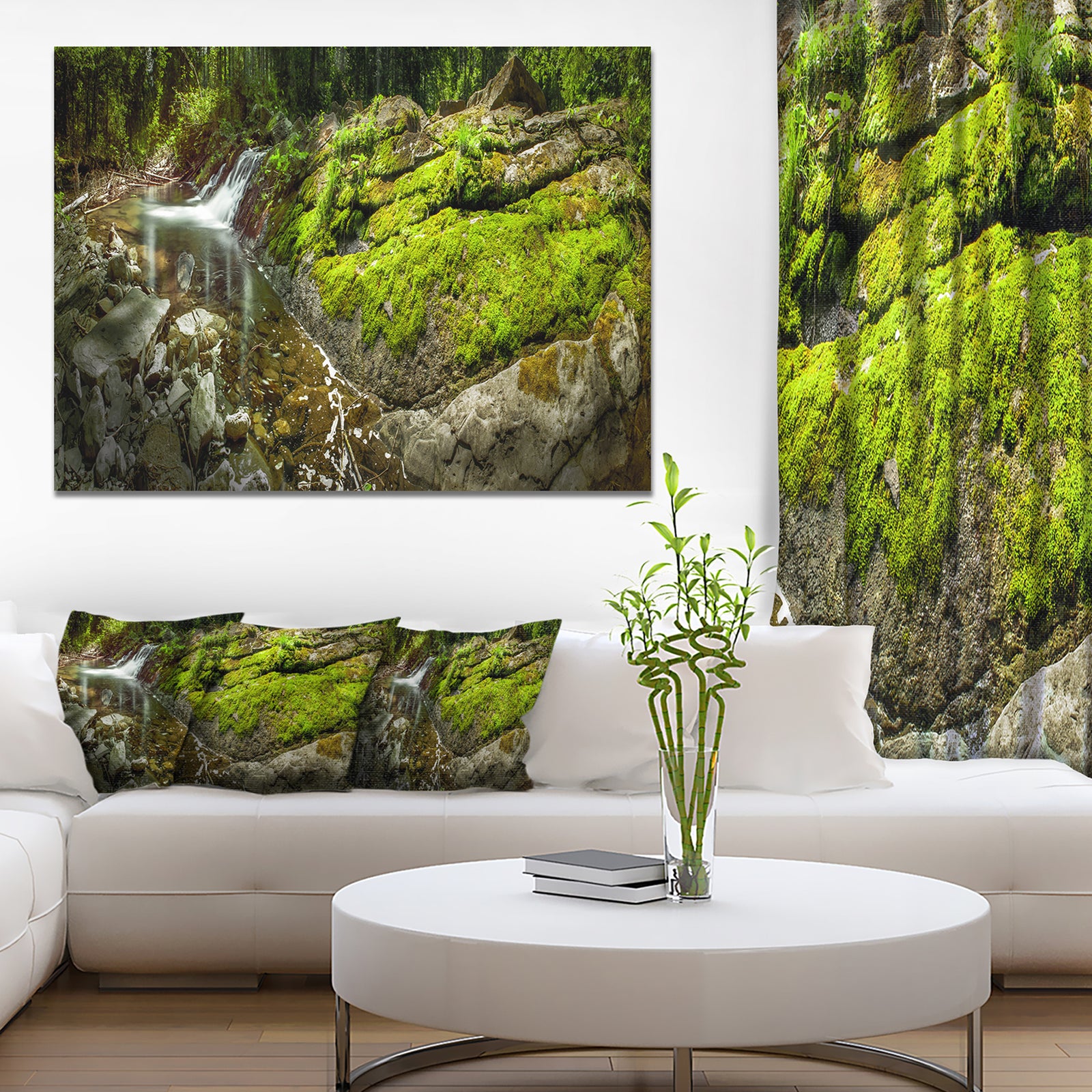 Creek Moss and Rocks Panorama - Extra Large Landscape Canvas Art Print
