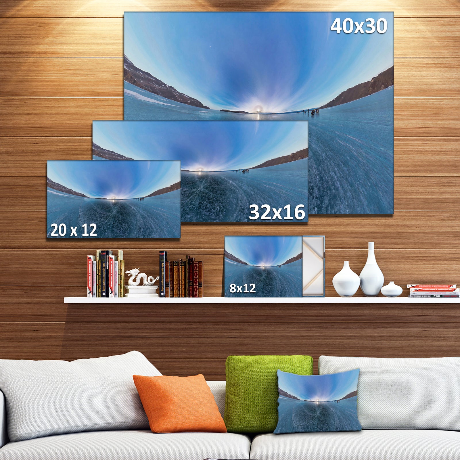 Ice on Lake Baikal Ice at Sunset - Large Landscape Canvas Art Print