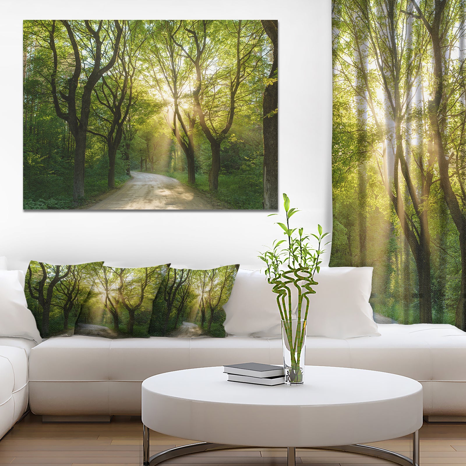 Evening in Green Forest - Extra Large Landscape Canvas Art Print