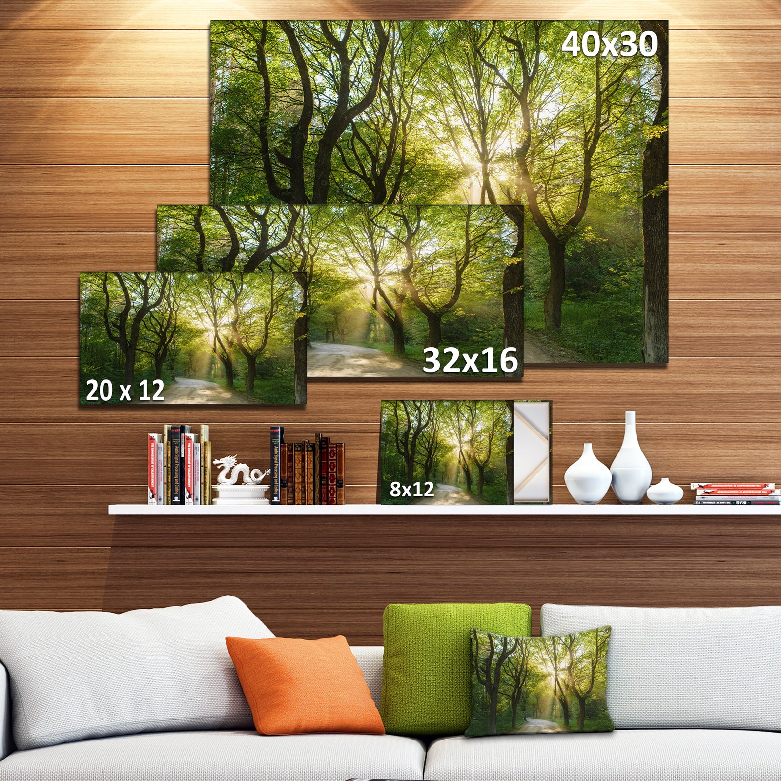 Evening in Green Forest - Extra Large Landscape Canvas Art Print