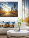 Road in Fall Forest Panorama - Extra Large Landscape Canvas Art Print