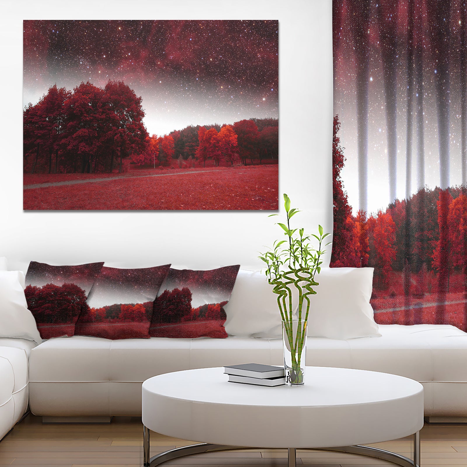 Mystical Red Spring Night - Large Landscape Canvas Art Print