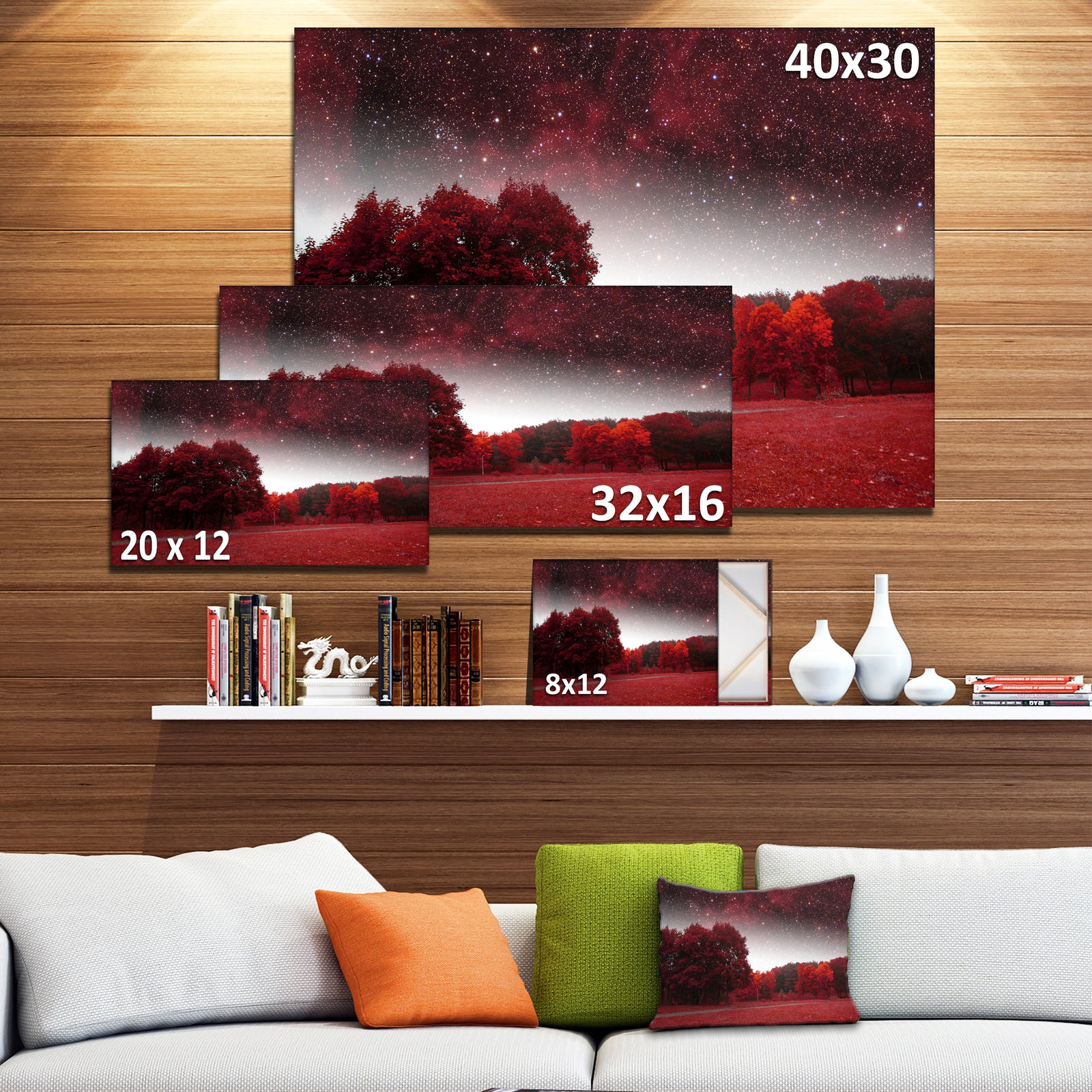 Mystical Red Spring Night - Large Landscape Canvas Art Print