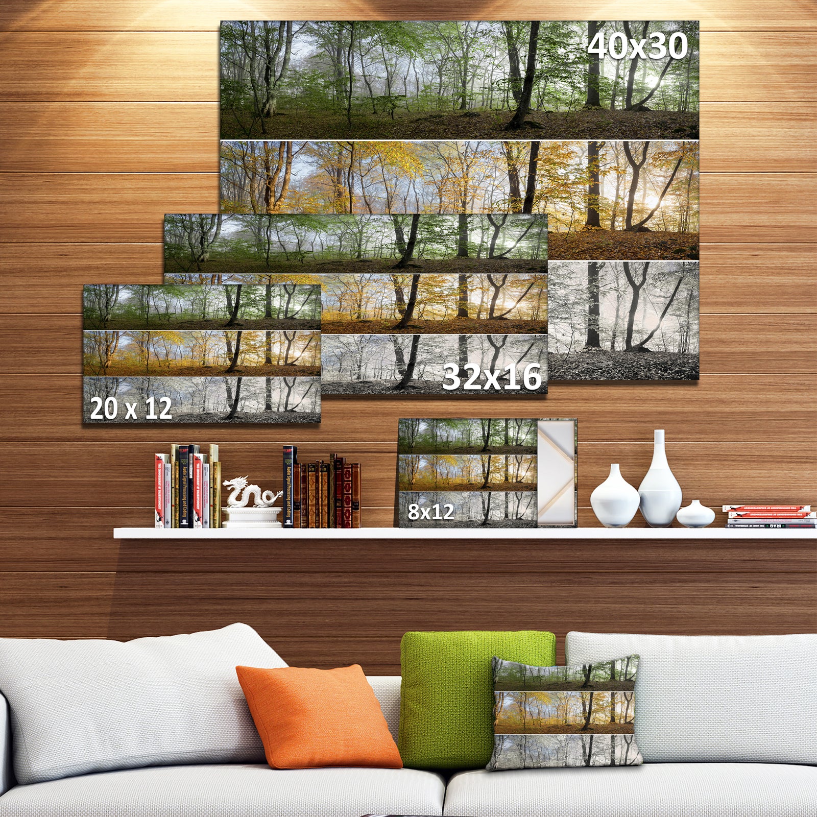 Three Seasons Forest Panorama - Extra Large Landscape Canvas Art Print