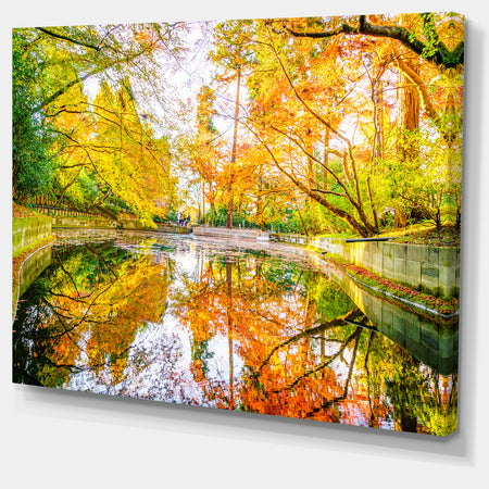 Bright Fall Forest with River - Extra Large Landscape Canvas Art Print