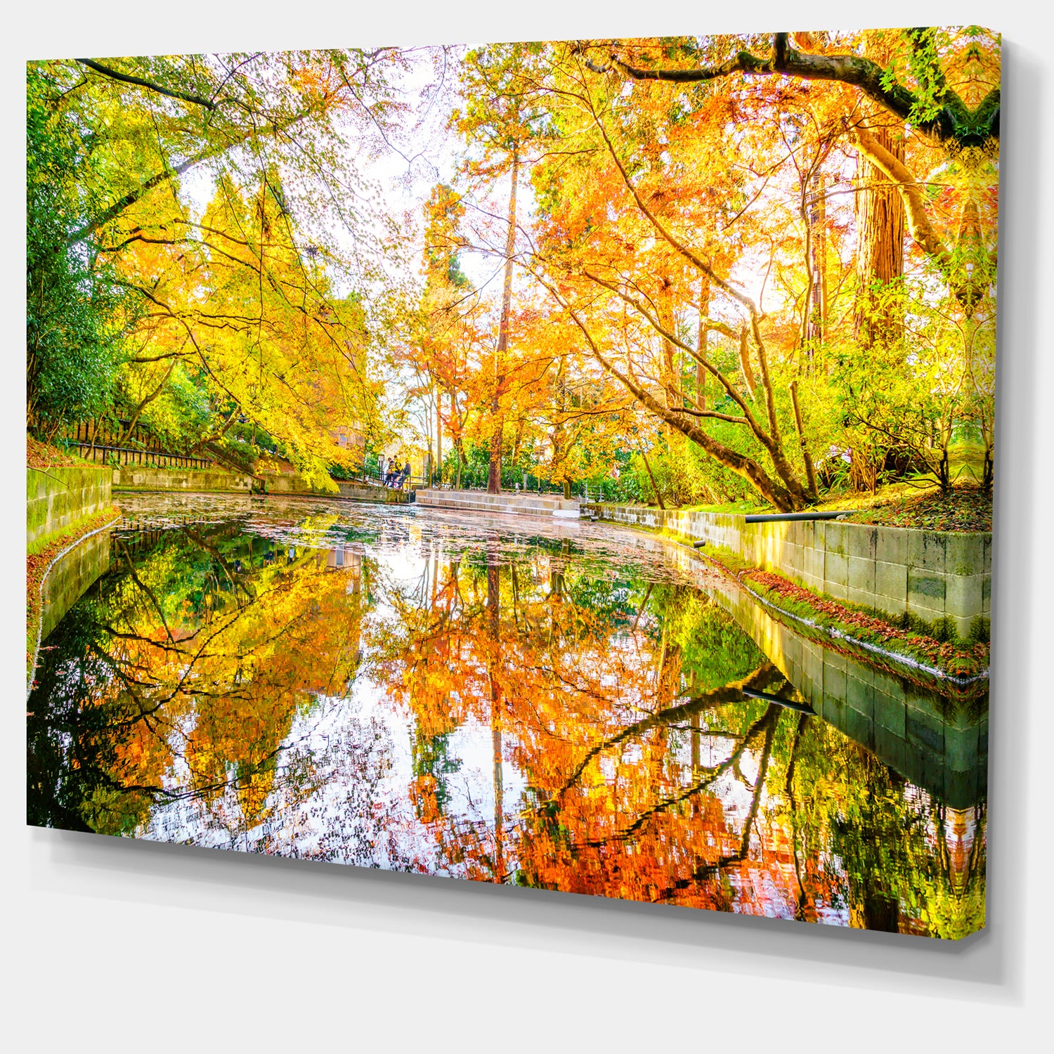 Bright Fall Forest with River - Extra Large Landscape Canvas Art Print
