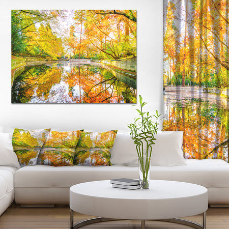 Bright Fall Forest with River - Extra Large Landscape Canvas Art Print