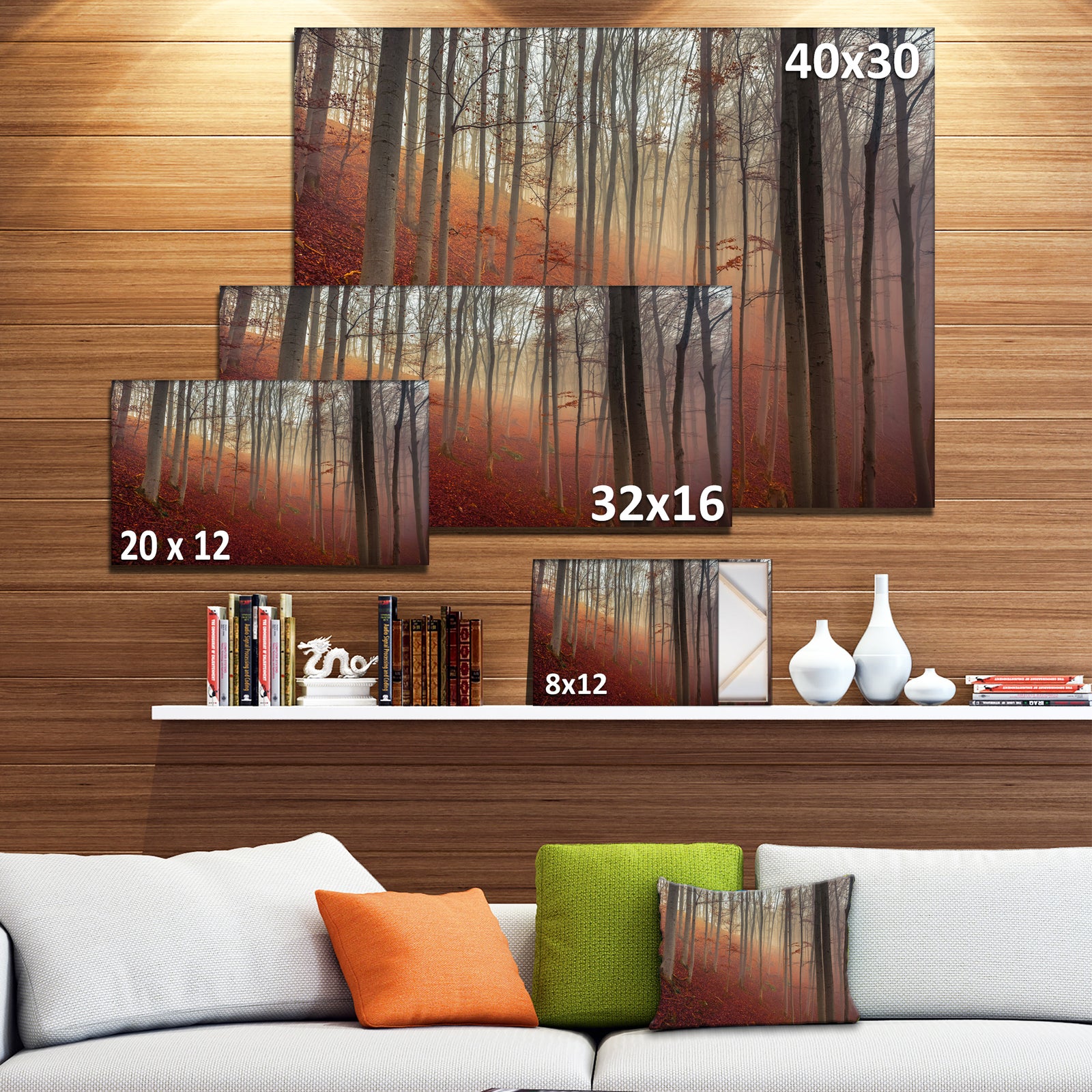 Foggy Day in Enchanted Forest - Large Landscape Canvas Art Print