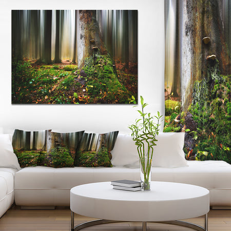 Green Forest on Snowy Morning - Large Landscape Canvas Art Print