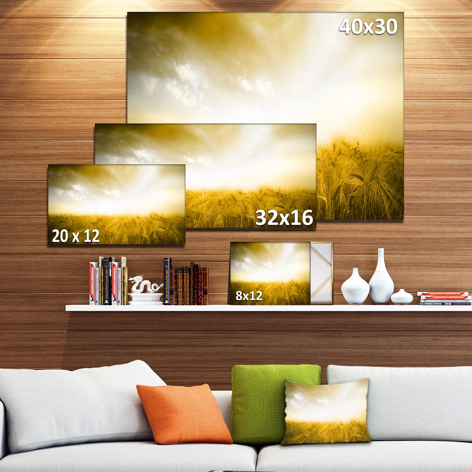 Yellow Meadow under Bright Sun - Extra Large Landscape Canvas Art Print