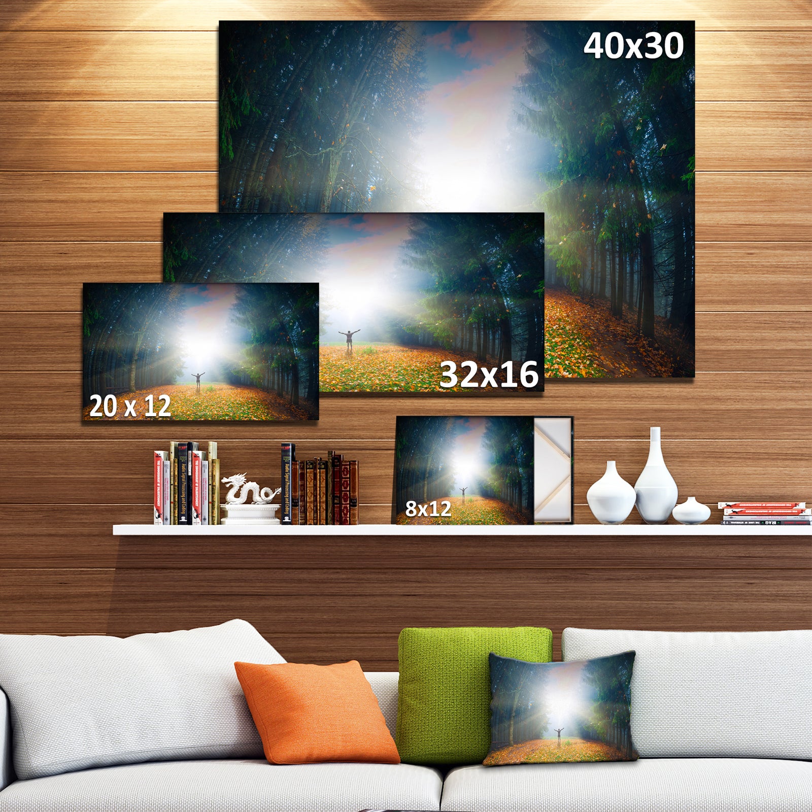 Men and Bright Sunlight Panorama - Extra Large Landscape Canvas Art Print
