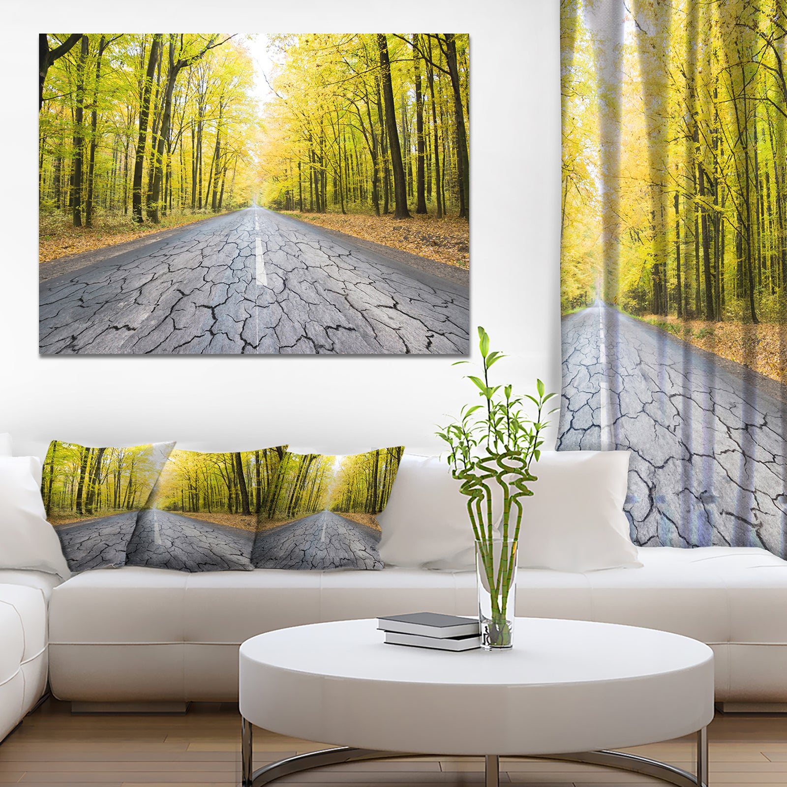 Cracked Road in the Forest - Extra Large Landscape Canvas Art Print