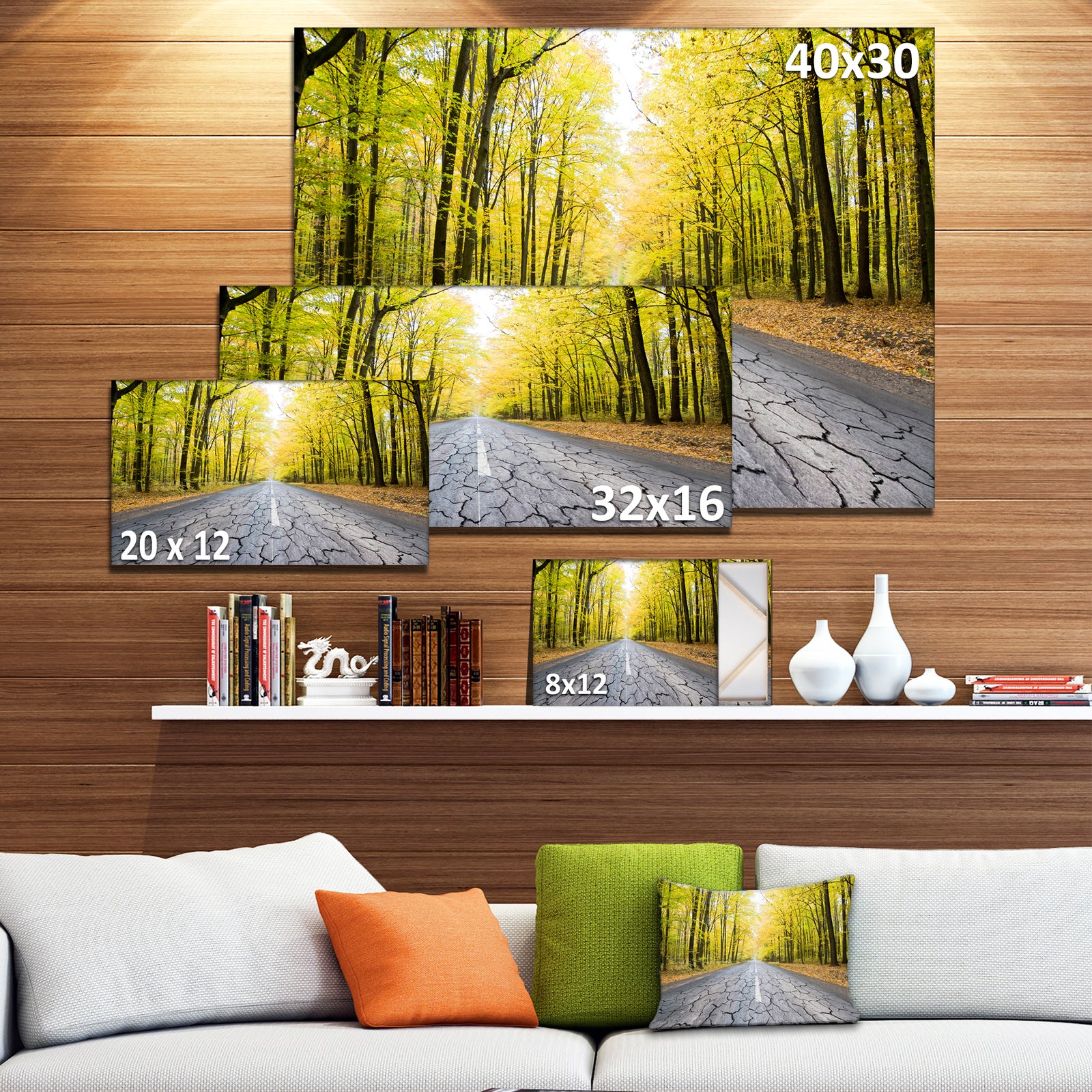 Cracked Road in the Forest - Extra Large Landscape Canvas Art Print
