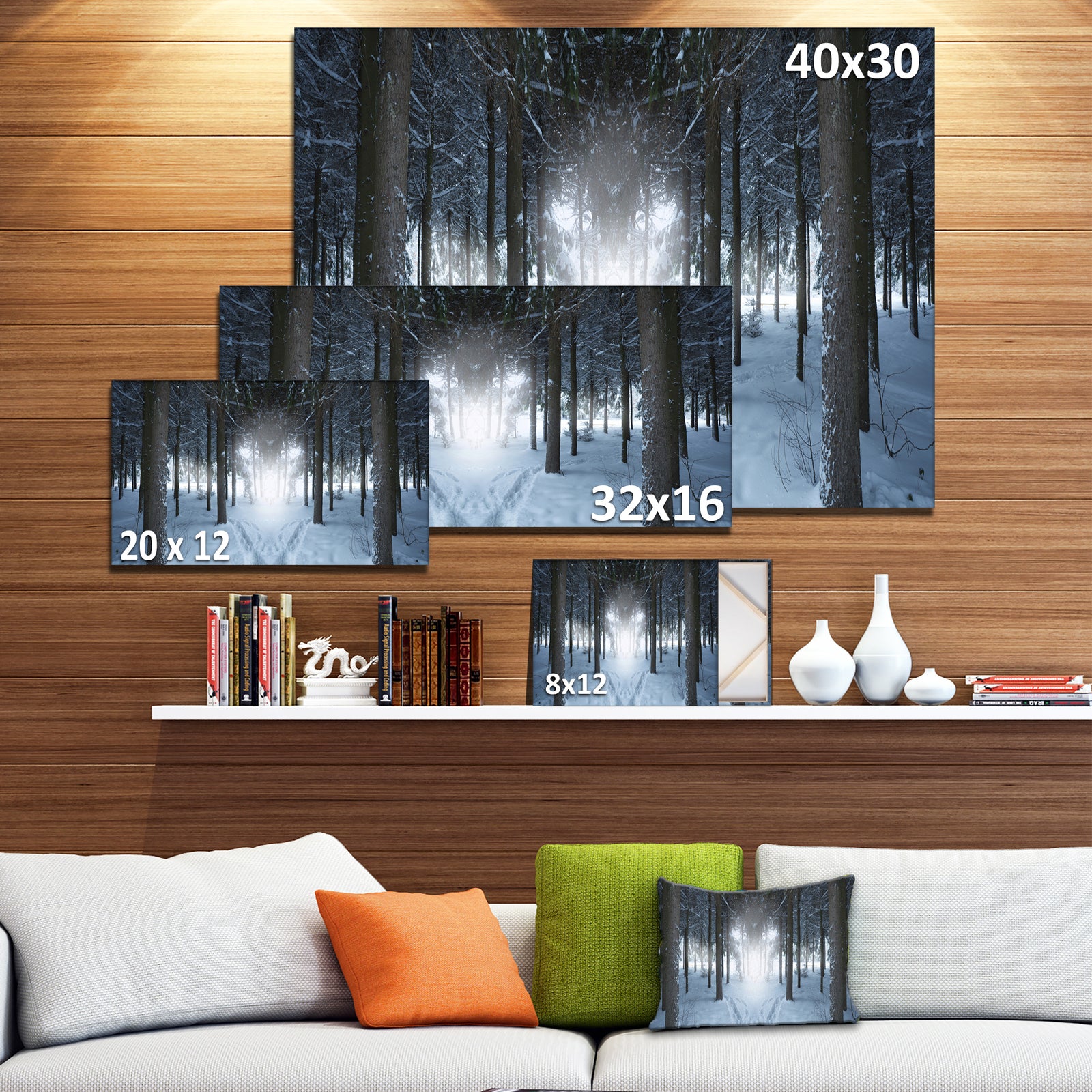 Winter Forest with Dark Woods - Extra Large Landscape Canvas Art Print
