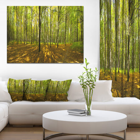 Green Autumn Forest Panorama - Extra Large Landscape Canvas Art Print