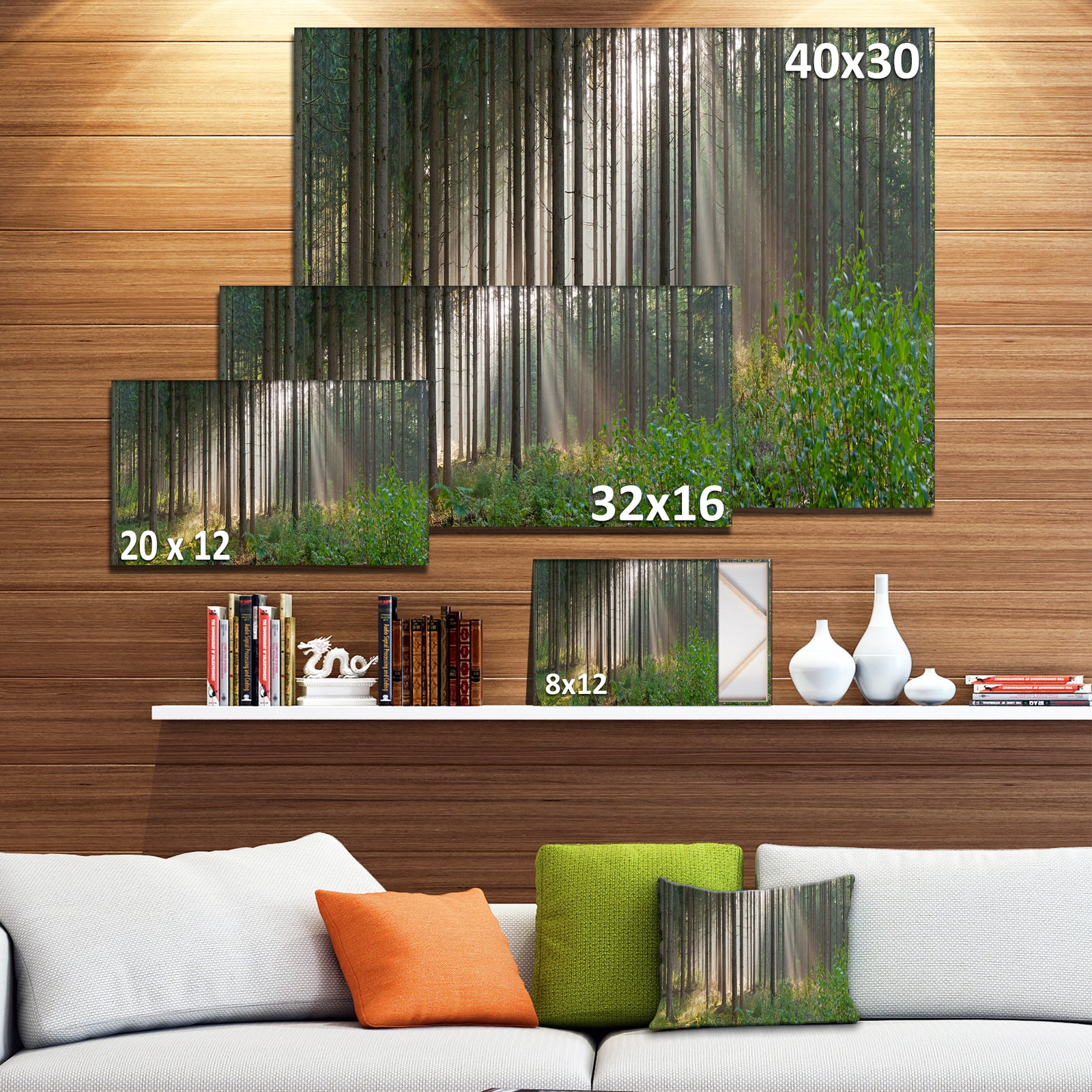 Green Forest in Mist Panorama - Extra Large Landscape Canvas Art Print
