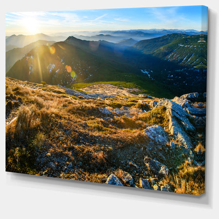 Mountains Glowing in Sunlight - Extra Large Landscape Canvas Art Print