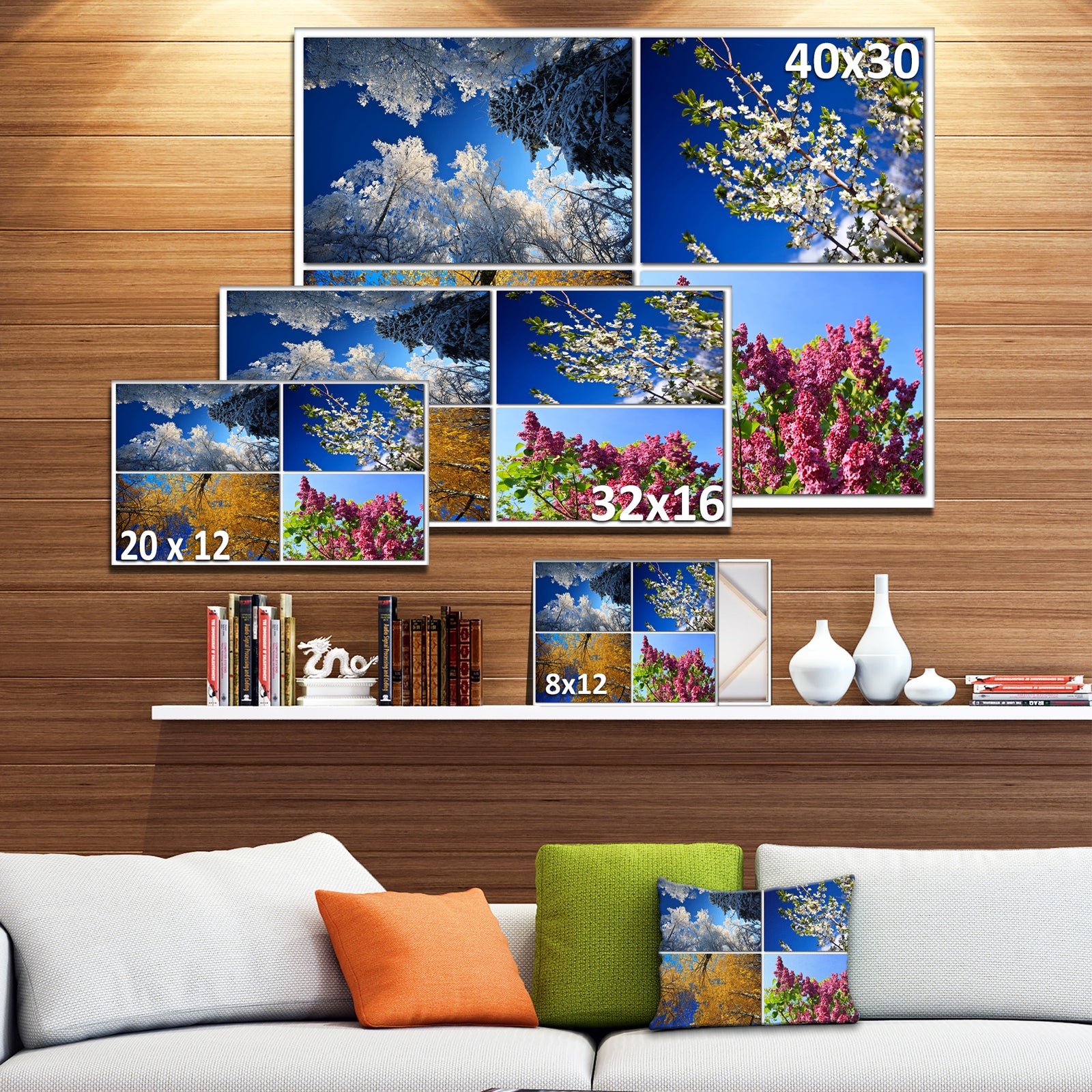 Four Seasons of Nature Collage - Large Landscape Canvas Art Print