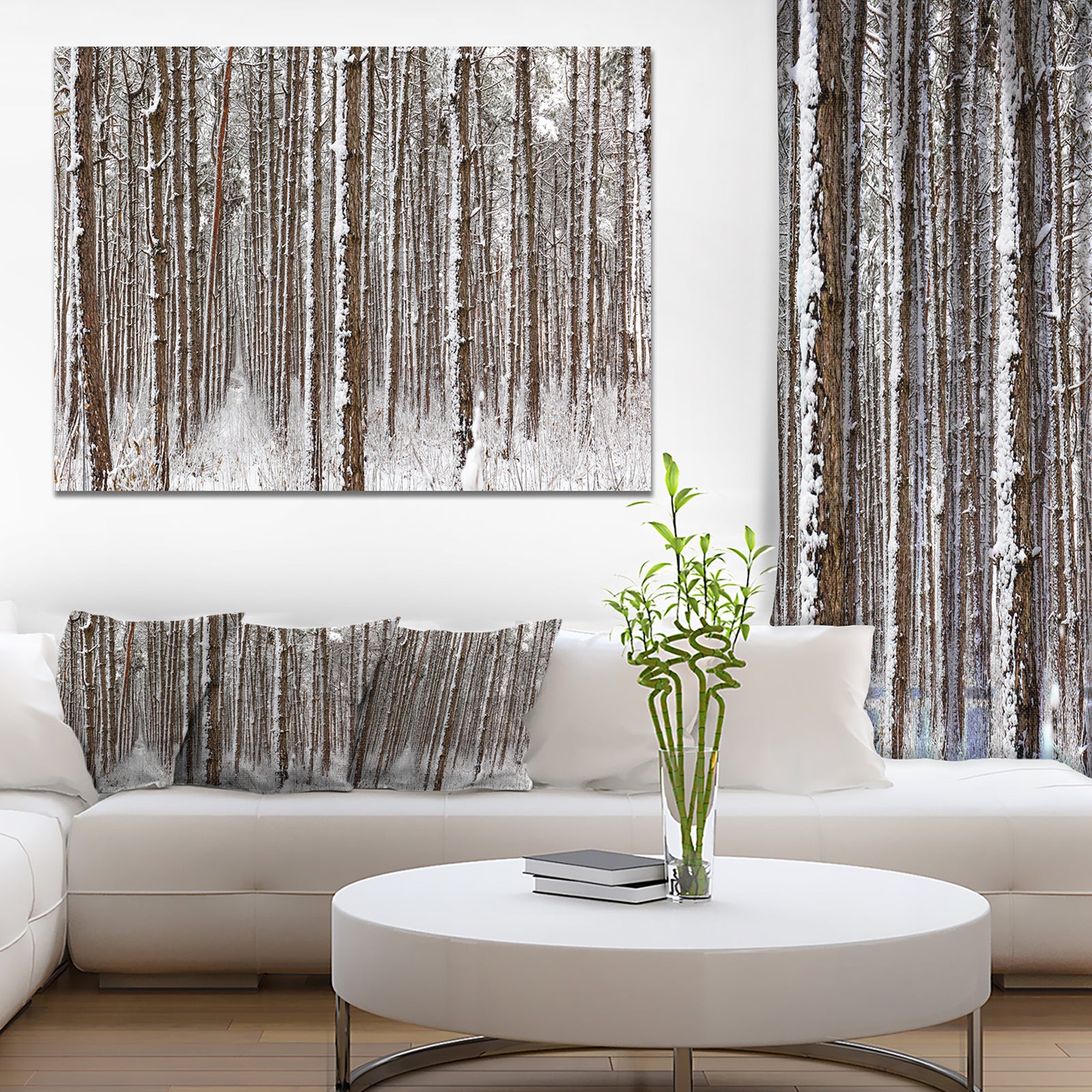 Dense Pine Forest in Winter - Large Landscape Canvas Art Print