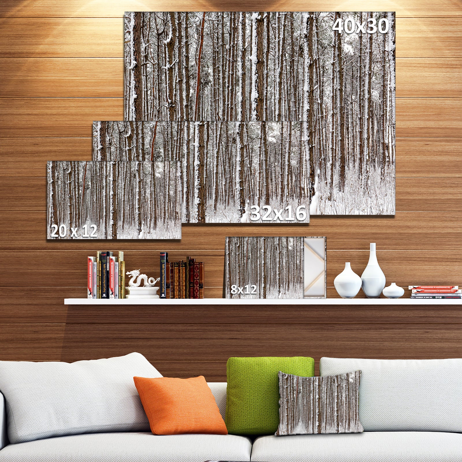 Dense Pine Forest in Winter - Large Landscape Canvas Art Print